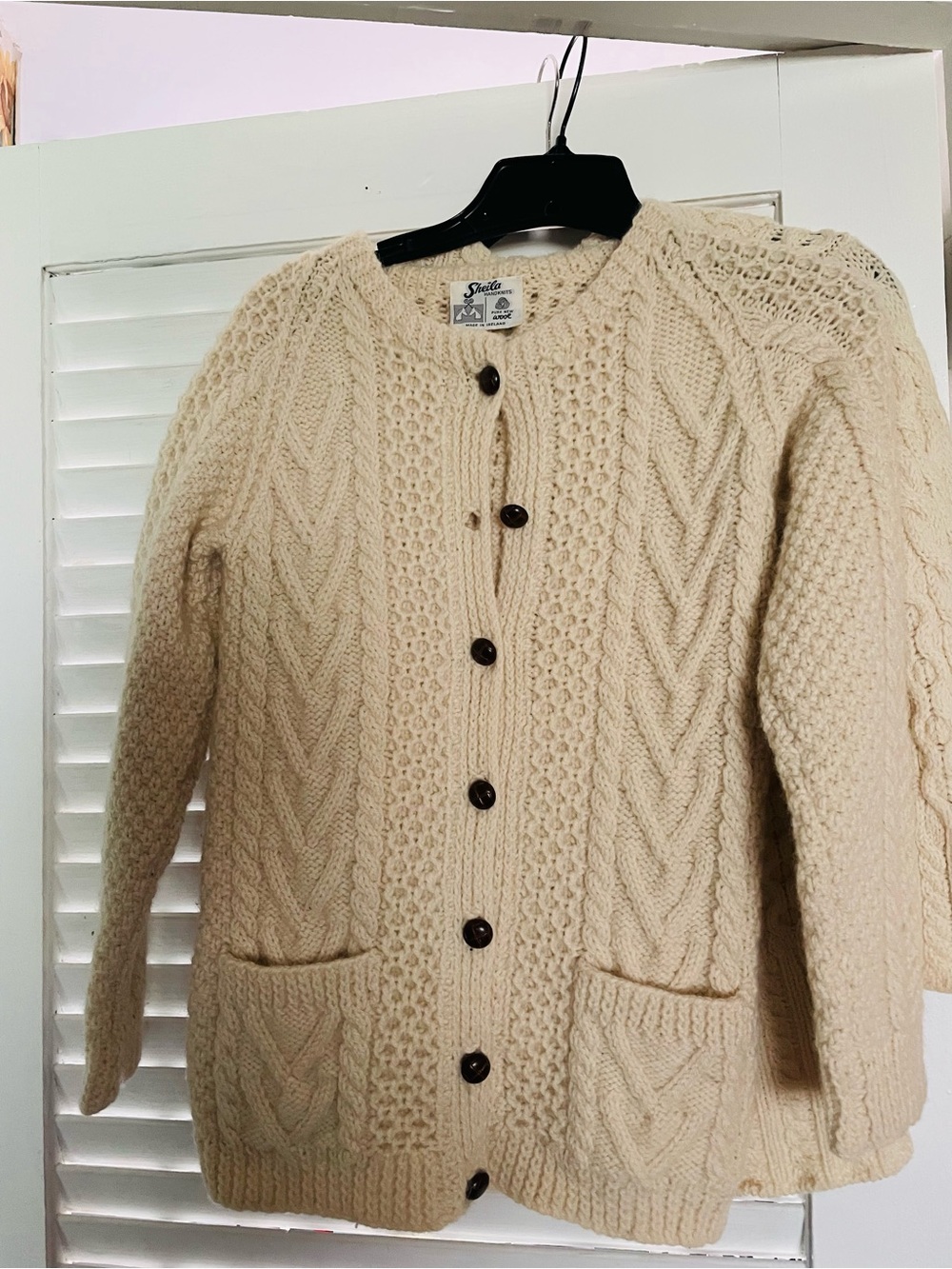Vintage Sheila Handknits new Wool Cable Knit Sweater Small Ireland